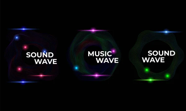 Abstract Wave Lines Dynamic Flowing Colorful Light Isolated Black Background — Stock Vector