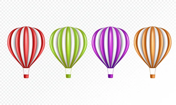 Πολύχρωμο Αερόστατο Θερμού Αέρα Απομονωμένο Διαφανές Φόντο — Διανυσματικό Αρχείο