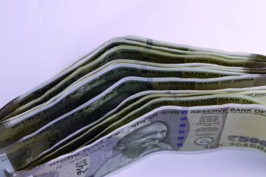 Hint kağıt para birimi 500 rupi ya da beyaz arkaplan üzerindeki para. Yeni Hint rupileri