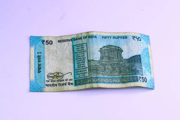 Monnaie Indienne Papier Billets Roupies Argent Sur Fond Blanc Isoler — Photo