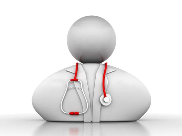 Steteskoplu bir doktor. 3D adam. Tıp ve sağlık hizmetleri kavramı.