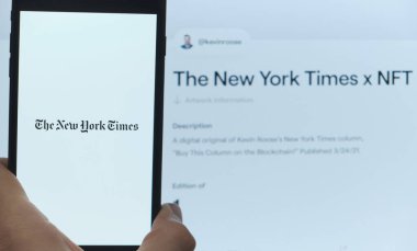 New York Times NFT ödenmez jetonu satıldı. Dijital varlıkları, koleksiyonu ve kripto sanatını satın almanın yeni bir yolu. Moskova 26 Mart 2021