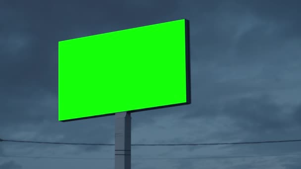 Зеленый экран пустой рекламный щит с хрома-клавишей — стоковое видео