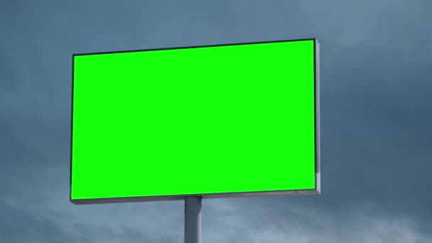Green screen blank billboard with chroma key — Stock Video