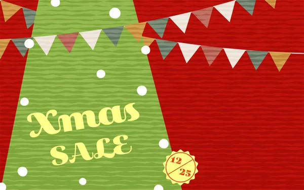 Cartel Guirnalda Árbol Navidad Con Cartas Venta Navidad — Vector de stock