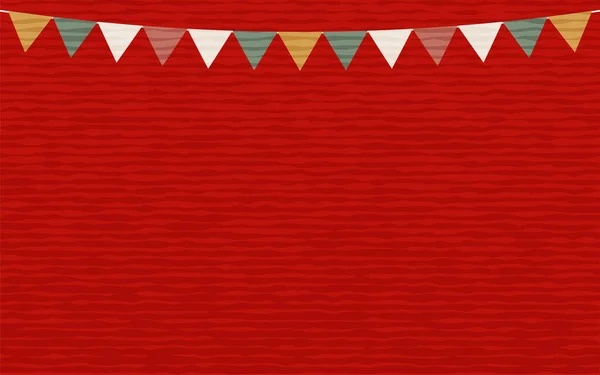 Cadre Rouge Style Noël Simplement Décoré Avec Guirlande — Image vectorielle