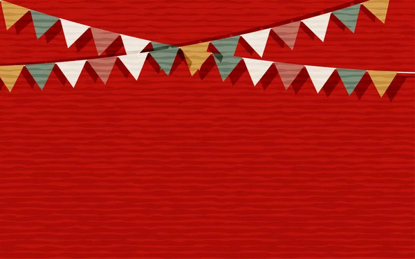 Cadre Rouge Style Noël Simplement Décoré Avec Guirlande — Image vectorielle