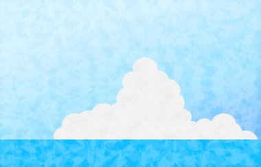 Yaz gökyüzü çizimi, deniz ve mavi gökyüzü ve yaklaşan bulutlar