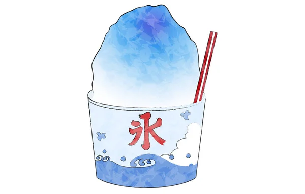 青いハワイの風味のかき氷 — ストックベクタ