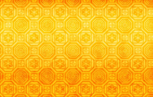 Золотая Японская Бумага Японский Узор Арабский Узор Многоугольная Форма — стоковый вектор