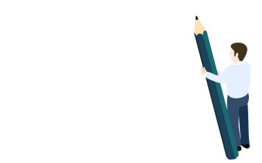 Büyük bir kalemle erkek izometrik duruşu