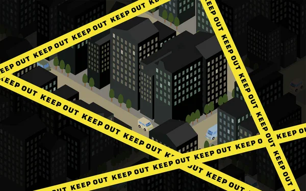 Image of night city with cordon — Stock Illustration Image Night City Cordon Royalty Free Stock Vectors