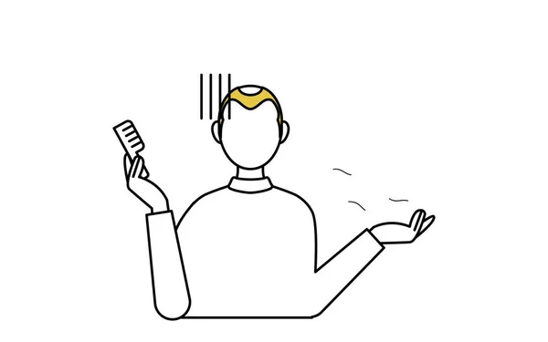Illustration Homme Atteint Alopécie Androgénétique Aga Pâle Perte Cheveux — Image vectorielle