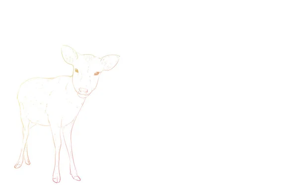 リアルな動物イラスト 虹色の鹿が見つめている — ストックベクタ