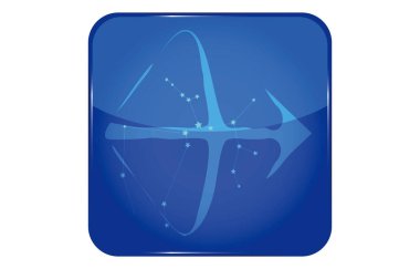 12 takımyıldızı mavi simgeleri: vektör illüstrasyonu: Yay takımyıldızı