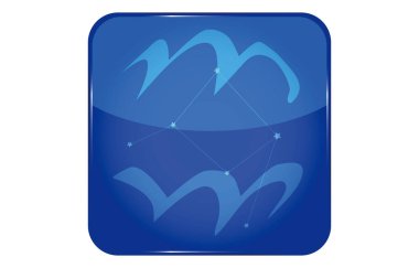 12 takımyıldızı mavi simgeleri: vektör illüstrasyonu: Kova