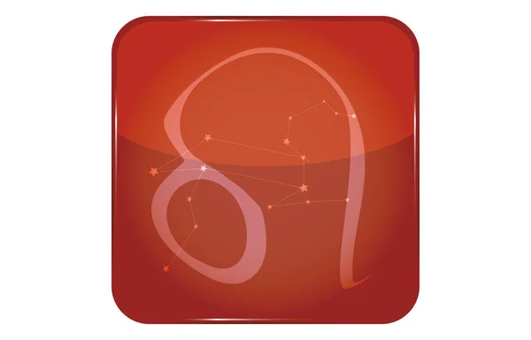 Constelaciones Icono Botón Rojo Con Forma Estrella Añadido Leo — Archivo Imágenes Vectoriales