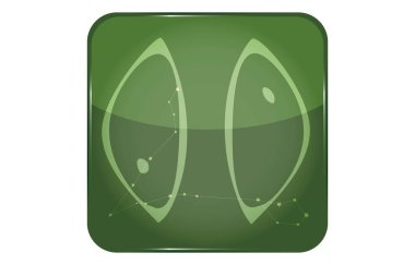 Yıldız şekli eklenmiş 12 takımyıldızı yeşil düğme simgesi: Balık