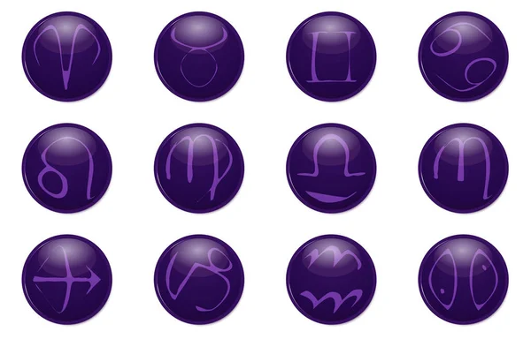 Purple Constellations Icon Set — Stock Vector