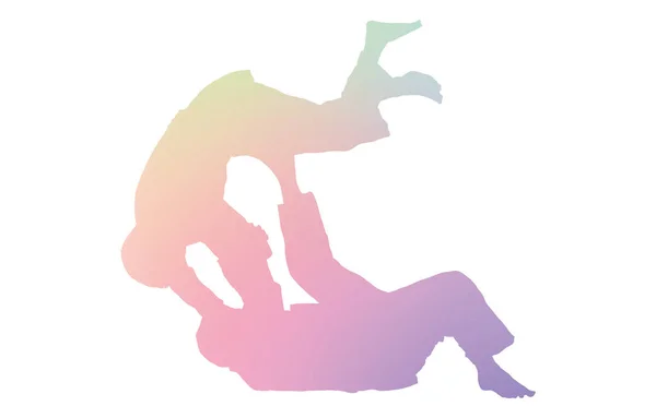 Tecnica Lancio Del Judo Momento Lancio Tomoe Materiale Silhouette — Vettoriale Stock