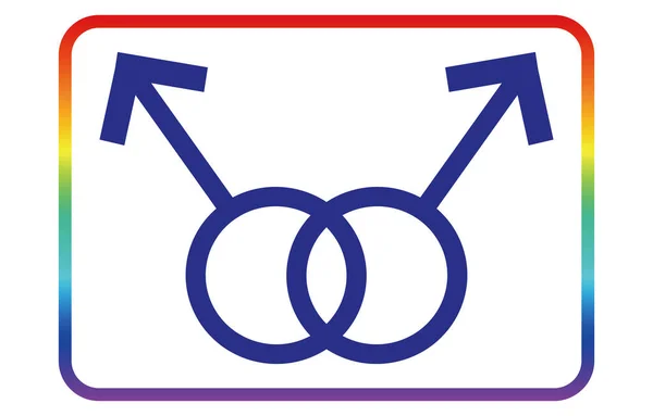 男性同士のカップル 虹色の線 — ストックベクタ