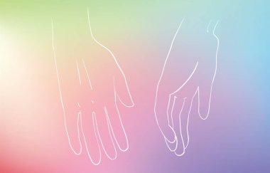 El ele tutuşma vektör simgesi, gökkuşağı arkaplan