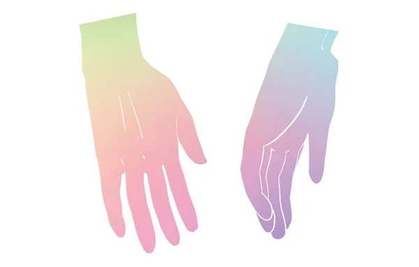 Hand Hält Vektor Symbol Regenbogen Hintergrund Stanzung — Stockvektor