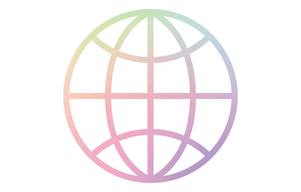 Ikona Vektoru Globusu Barevnou Linkou Duhy — Stockový vektor