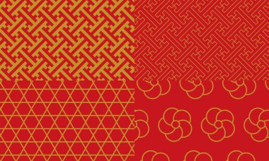 Altın ve kırmızı Japon desenli Saaya şekli, Saaya şekli 2, Kagome, buruşuk erik.