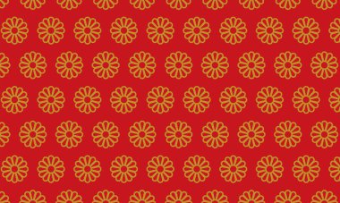 Altın ve kırmızı Japon desenli kasımpatı