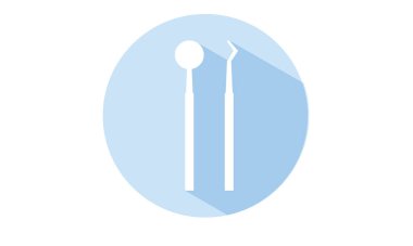 Mavi gölgeli daire simgesi, dişçi ekipmanı