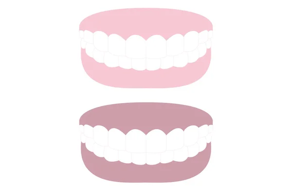 Stomatologia Estetyczna Ilustracja Białych Zębów Różowych Dziąseł Białych Zębów Ciemnych — Wektor stockowy