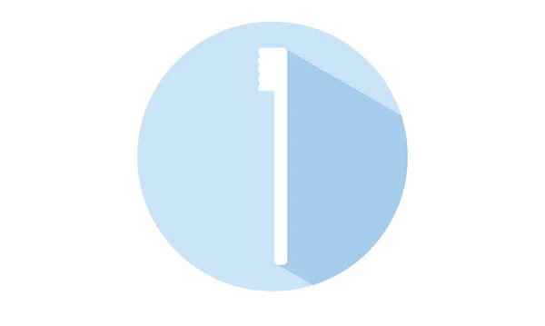 Ikon Lingkaran Dengan Bayangan Biru Sikat Gigi - Stok Vektor