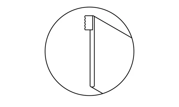 Circle Icon Black Shadow Toothbrush — Stock Vector