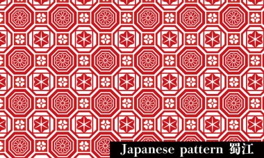 Japon deseni Shyokko, kırmızı ve beyaz.