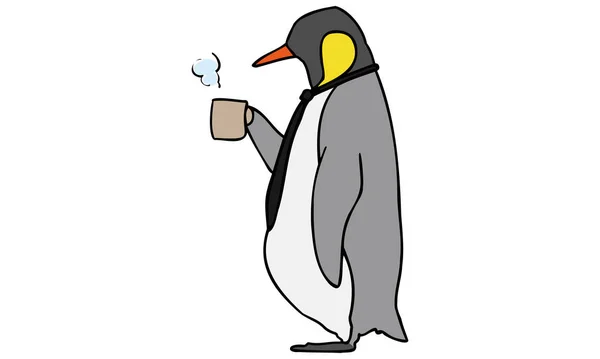 Illustration Eines Anthropomorphen Büroangestellten Der Zur Pause Tee Trinkt — Stockvektor