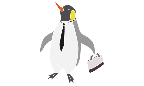 Illustratie Van Een Antropomorfe Pinguïn Kantoormedewerker Die Zijn Tas Vasthoudt — Stockvector
