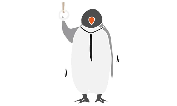 Ilustração Trabalhador Antropomórfico Escritório Pinguins Balançando Trem — Vetor de Stock