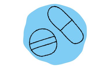 Basit kapsül ve hap simgesi, kalem yazma biçimi