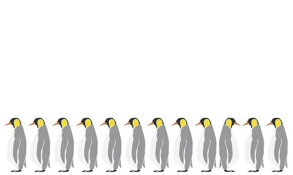 Illustration Kejsare Pingviner Huvudlinjen Vit — Stock vektor
