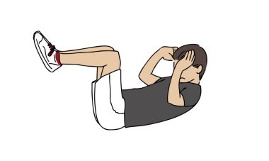 Karın kası yapan bir adam.