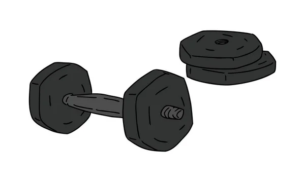 Line Art Illustration Plate Type Dumbbells — Stock Vector