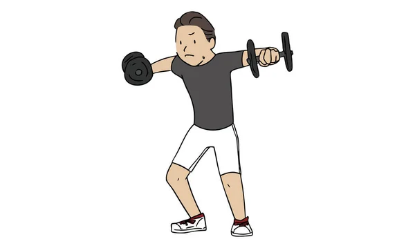 Exercise Muscle Training Men Raising Side — Stock Vector