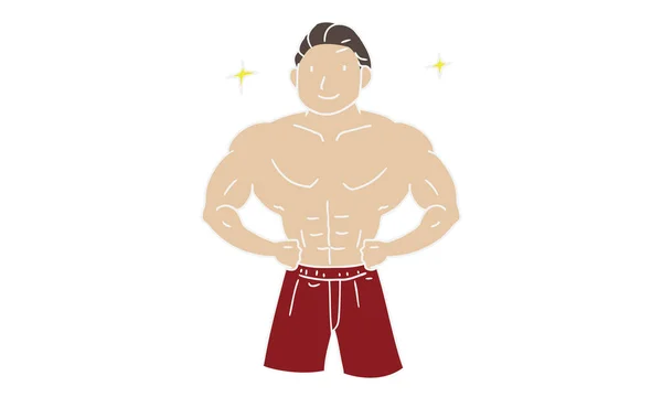 Leende Bodybuilder Män Poserar — Stock vektor