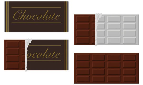 Van Verpakte Zwarte Chocolade Tot Geschild Zilverpapier — Stockvector