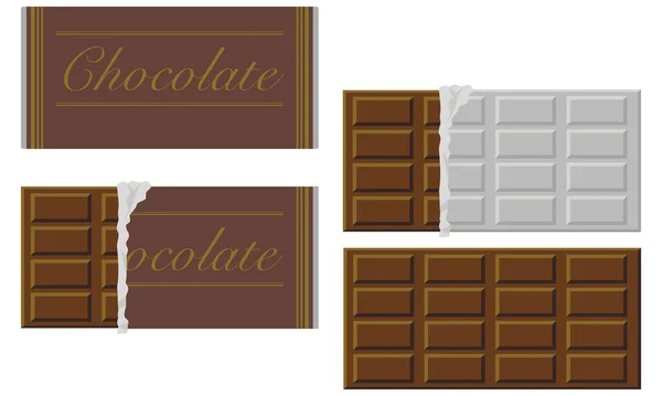 Van Melkchocolade Verpakt Tot Zilverpapier Geschild — Stockvector