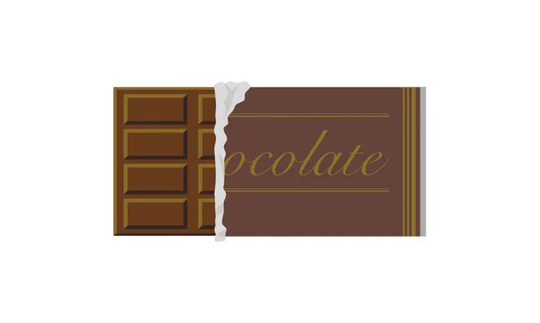 Chocolate Leite Com Papel Embrulho Descascado — Vetor de Stock