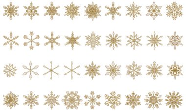 Kış materyali altın rengi kar tanesi