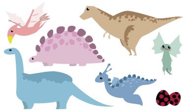 Dinozor seti: Tyrannosaurus, Stegosaurus, Brachiosaurus, Dilophosaurus, Archeopteryx, Egg