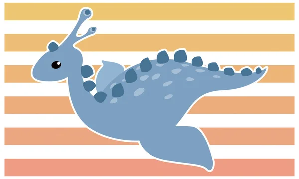 Dinosauří Vodní Dinosauří Vektorová Ilustrace Bílý Okraj — Stockový vektor